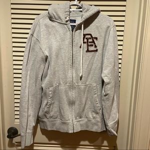 American Eagle Zip-Up Jacket Gray+Red